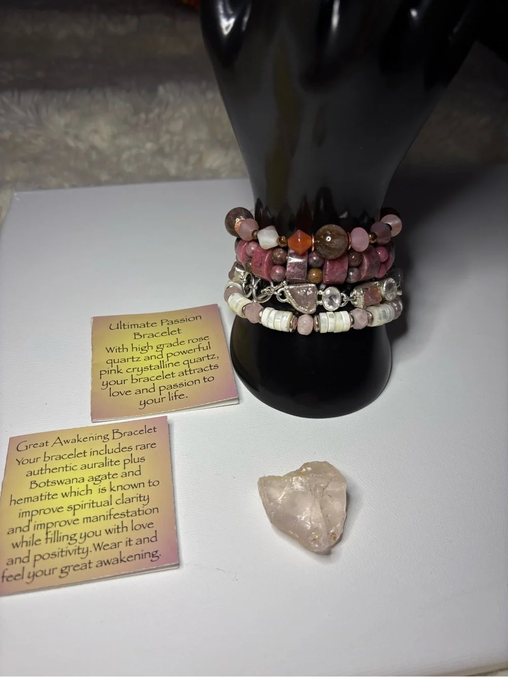 LOVE ROSE QUARTS Authentic Energy Artist julia’s 4-piece Bracelet Collection✨